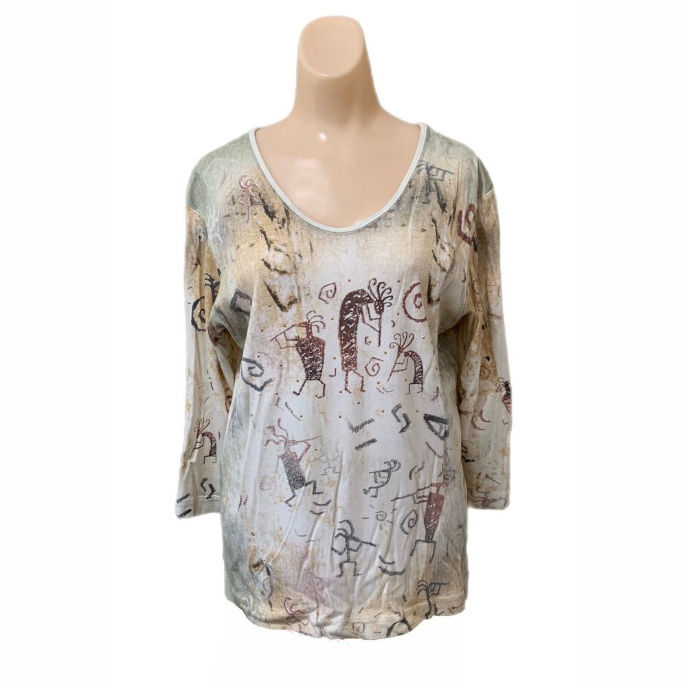Cactus Bay Womens Y2K Western T Shirt Large Southwest Casual Vintage